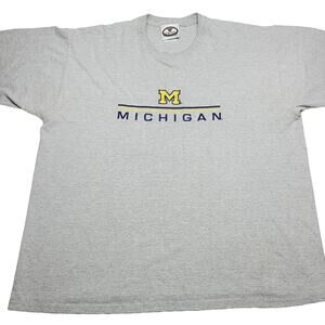 Vintage Michigan Wolverines T-Shirt Mens XL Grey Embroidered Football Vesi 90's